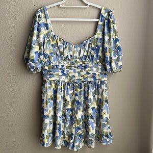 Abercrombie Ruched Puff Sleeve Romper